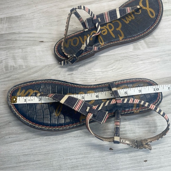 Sam Edelman Gigi Thong Sling Back Blue Denim Strappy Flat Sandal Women’s Size 10 - Picture 11 of 11